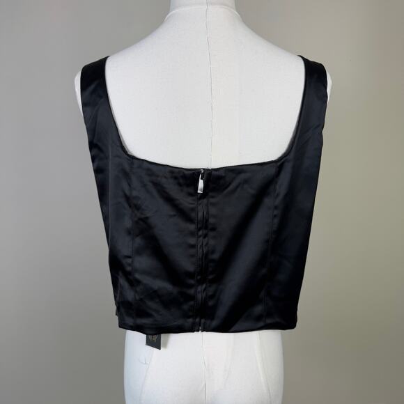 House of Harlow 1960 Satin Cropped Chic Zip Top US Women's L - Picture 2 of 6